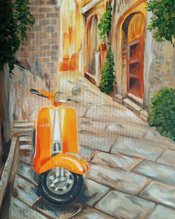 vespa, élményfestés, kreatív festés, budapest, 12.kerület, 4 órás, profi